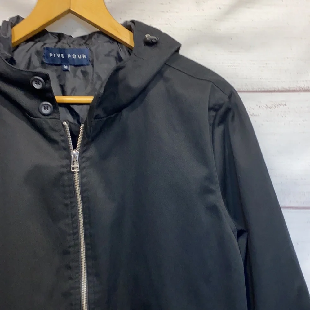 Men's black Five Four brand hooded jacket - zip front with pockets Medium - Picture 4 of 10